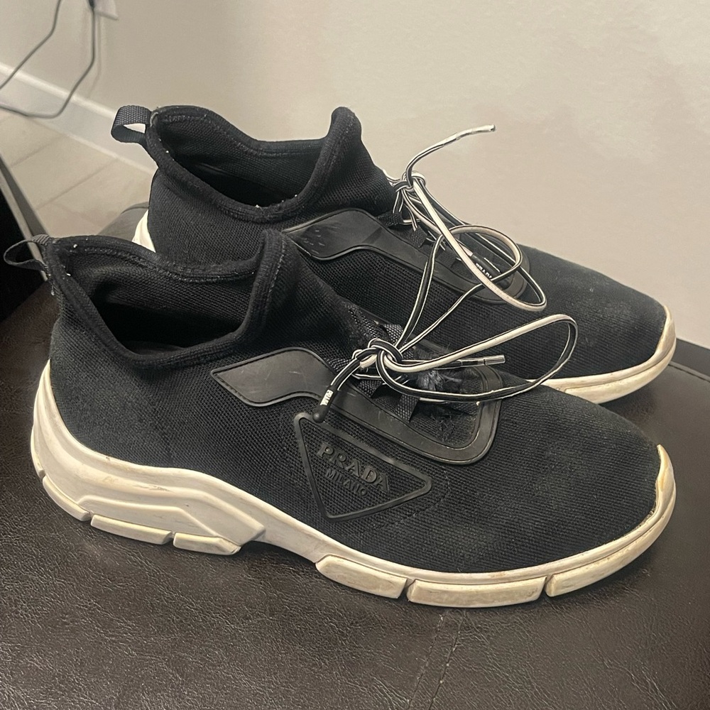 Authentic Prada Knit Lace up sneakers size 6 women 38 - Picture 1 of 12